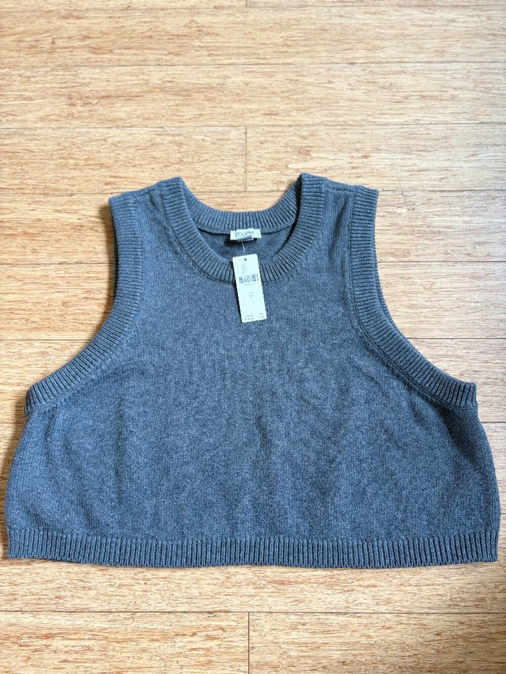 NWT Maeve Anthropologie Gray Sweater Vest Tank crop Academia Preppy Size XL